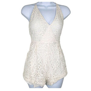 Nightcap Sunkist Sexy Playsuit Romper Creamy White V‎ Front Lace Summer XS